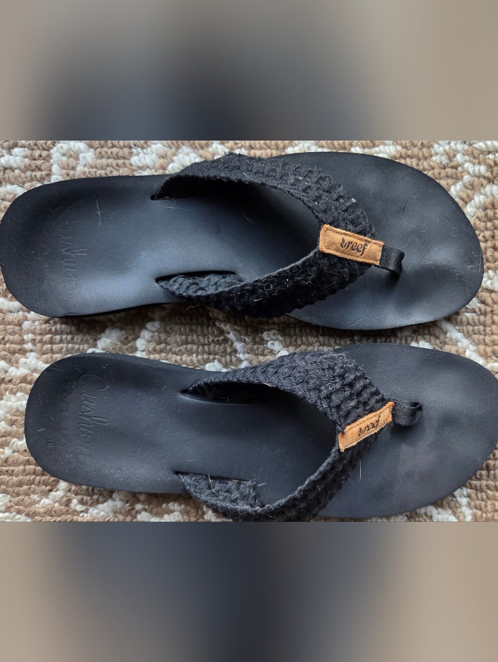 Reef Womens’s Black Woven Flip Flops